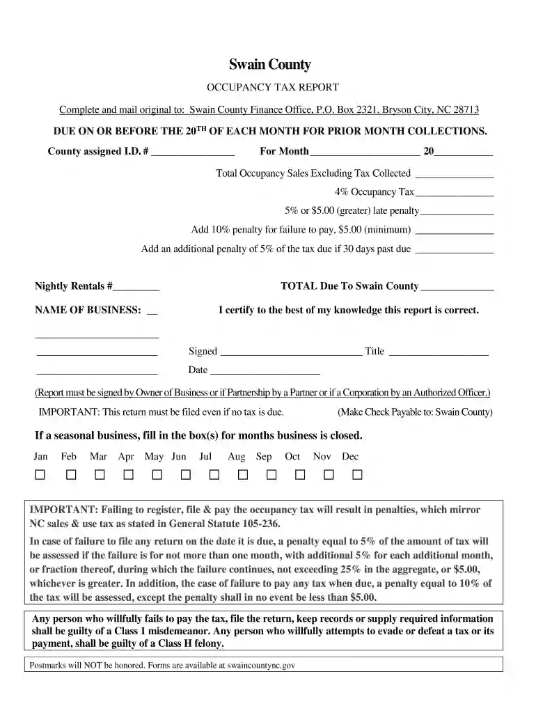 county occupancy tax report Preview on Page 1