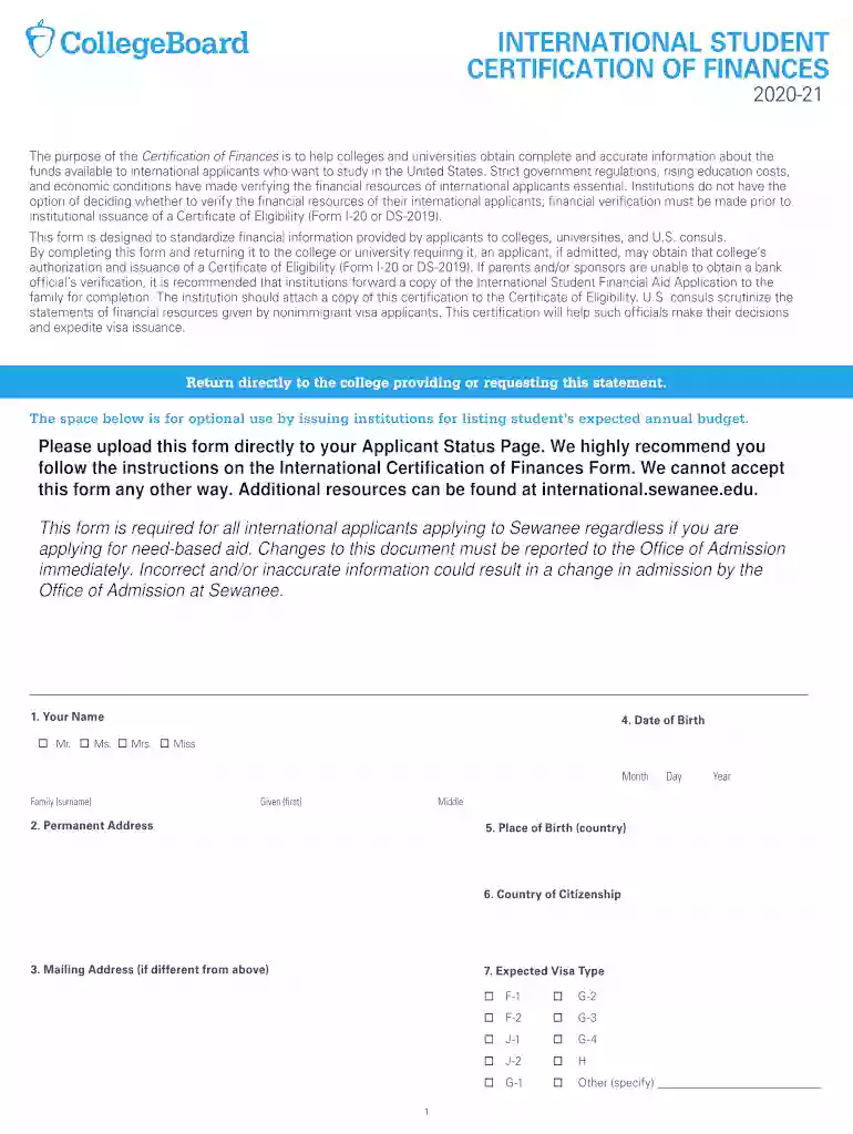 international certification finances form Preview on Page 1