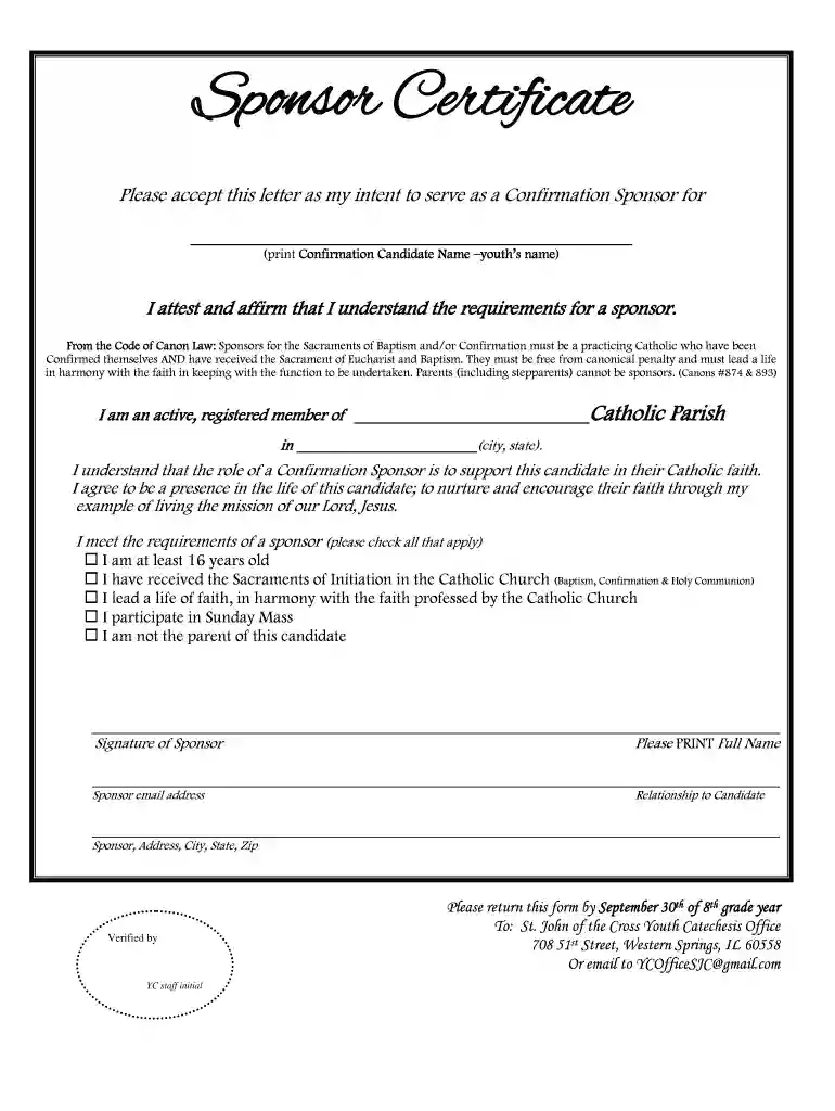 confirmation sponsor form Preview on Page 1