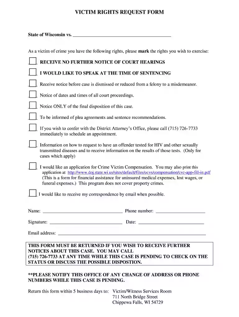 wi victim rights request Preview on Page 1