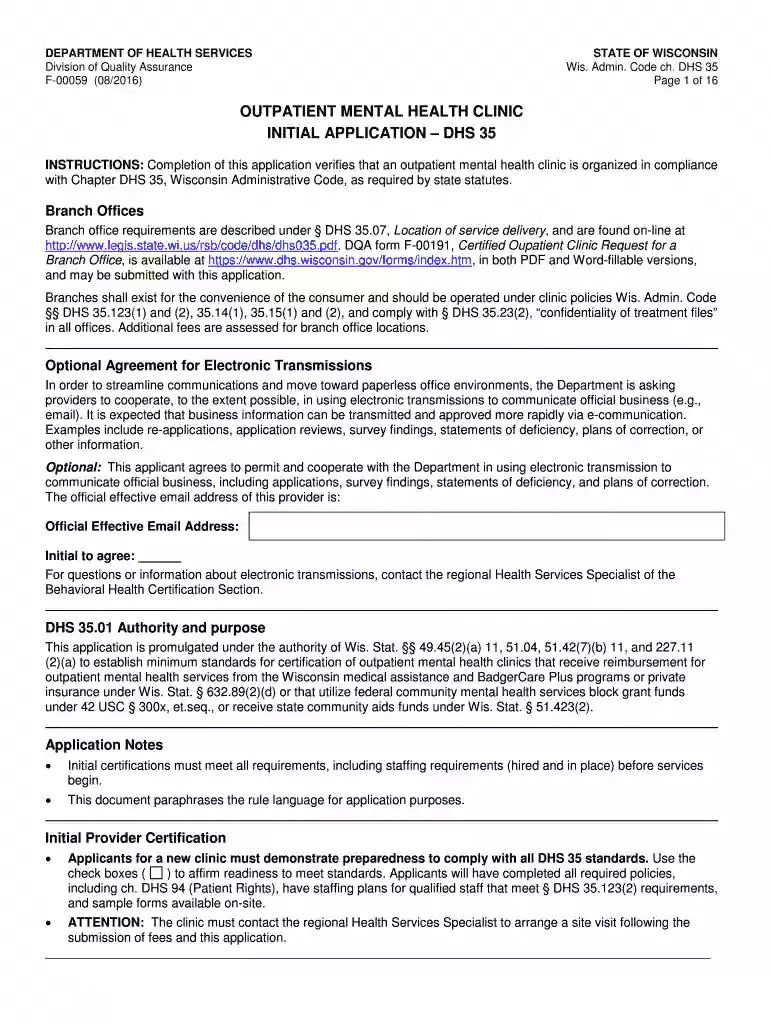 services mental health clinic application Preview on Page 1