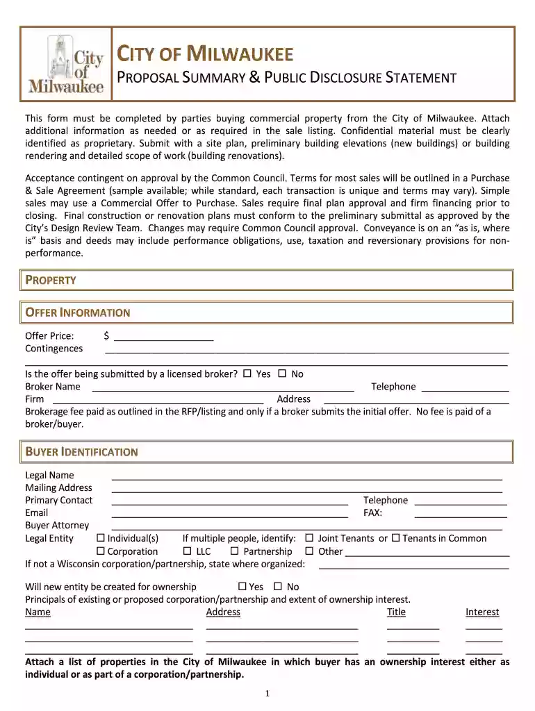 disclosure form wisconsin Preview on Page 1