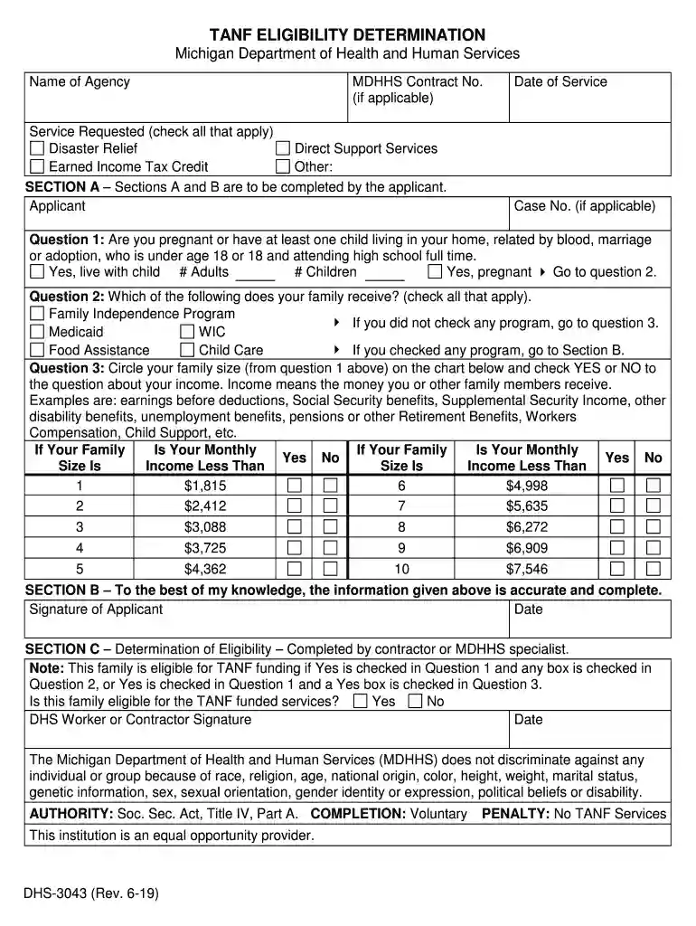 tanf form Preview on Page 1