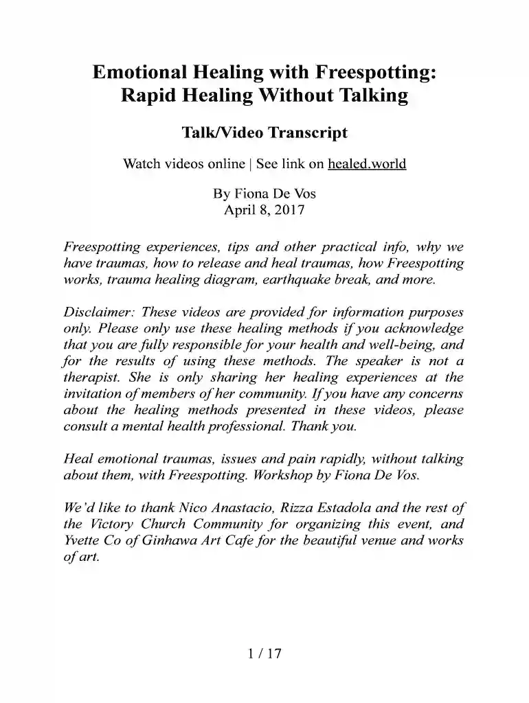 Emotional Healing with Freespotting Emotional Healing, Emotional Freedom Preview on Page 1