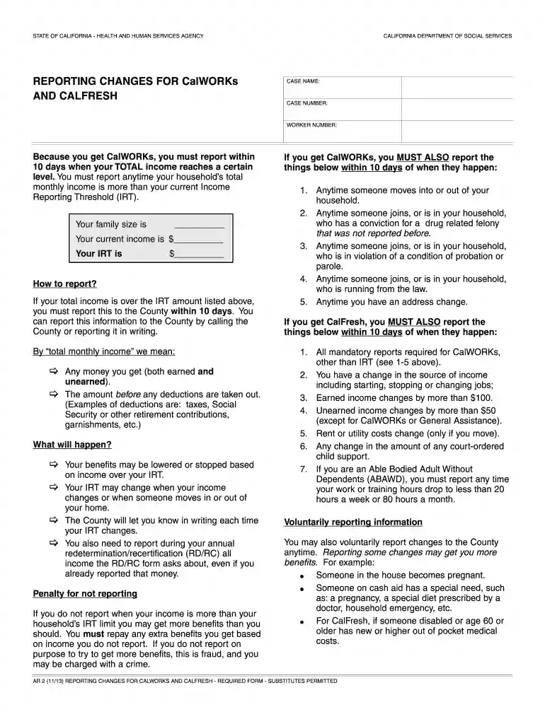 calfresh report income change online Preview on Page 1