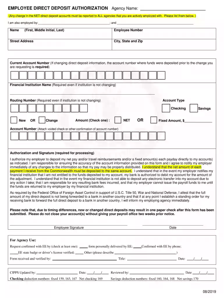 employee direct form Preview on Page 1