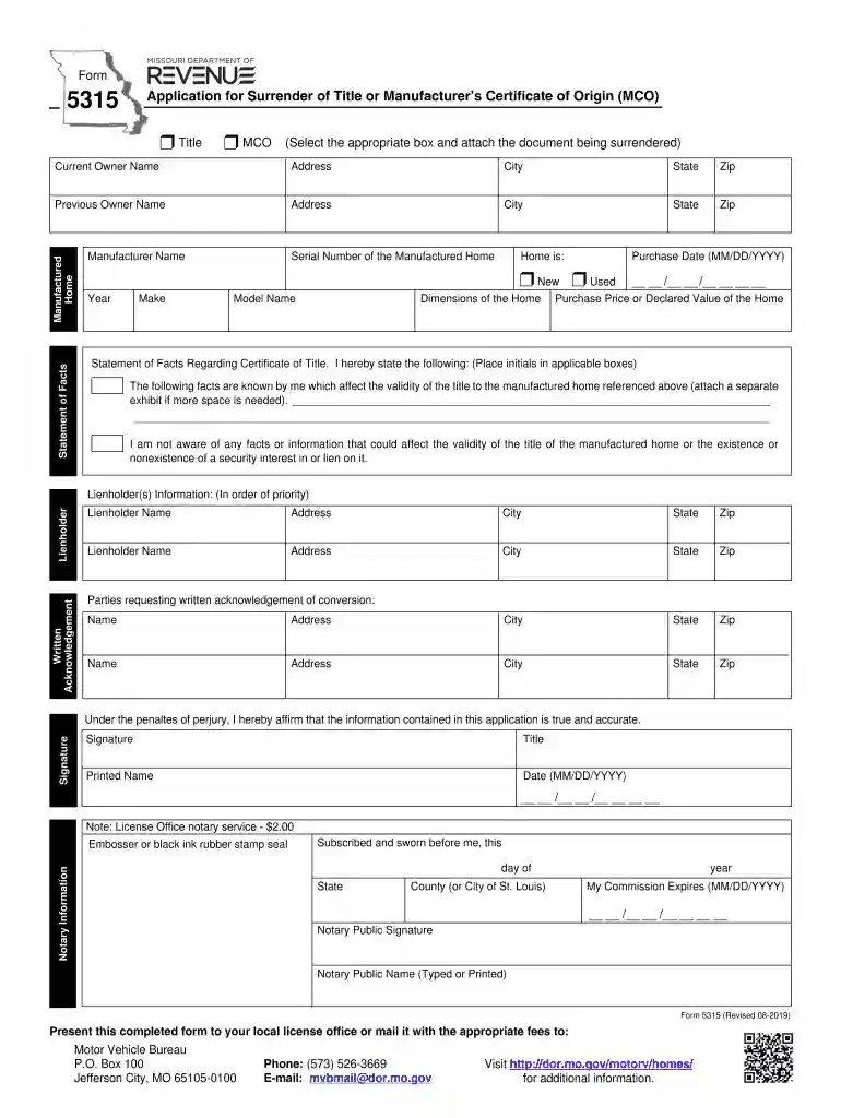 missouri lost title application Preview on Page 1