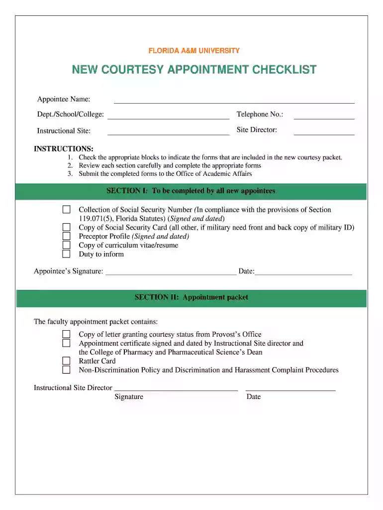 Courtesy Appointment Form and Procedures - Faculty Preview on Page 1