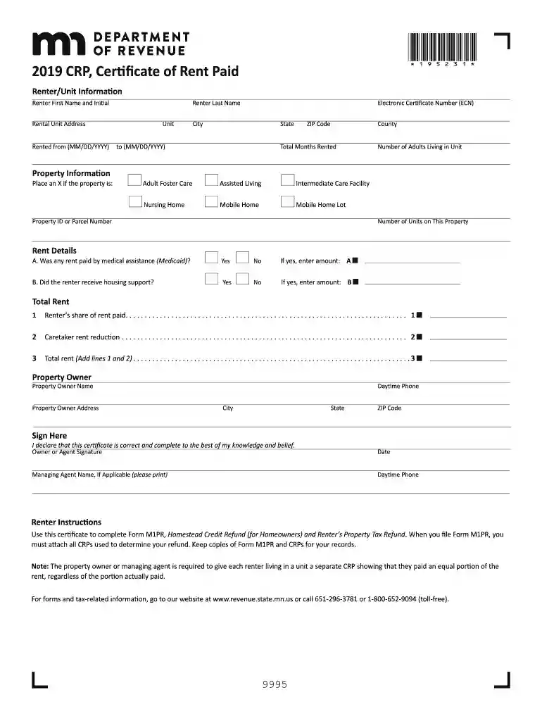 crp form Preview on Page 1