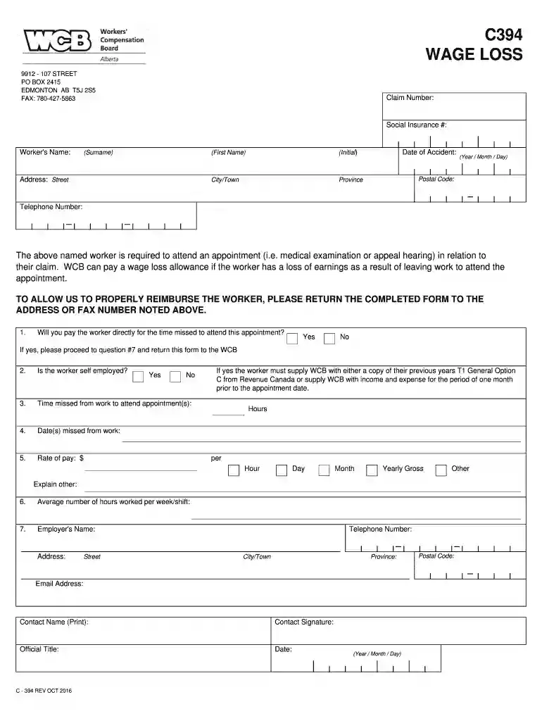 Employer Details Accident Details - WCB Alberta Preview on Page 1