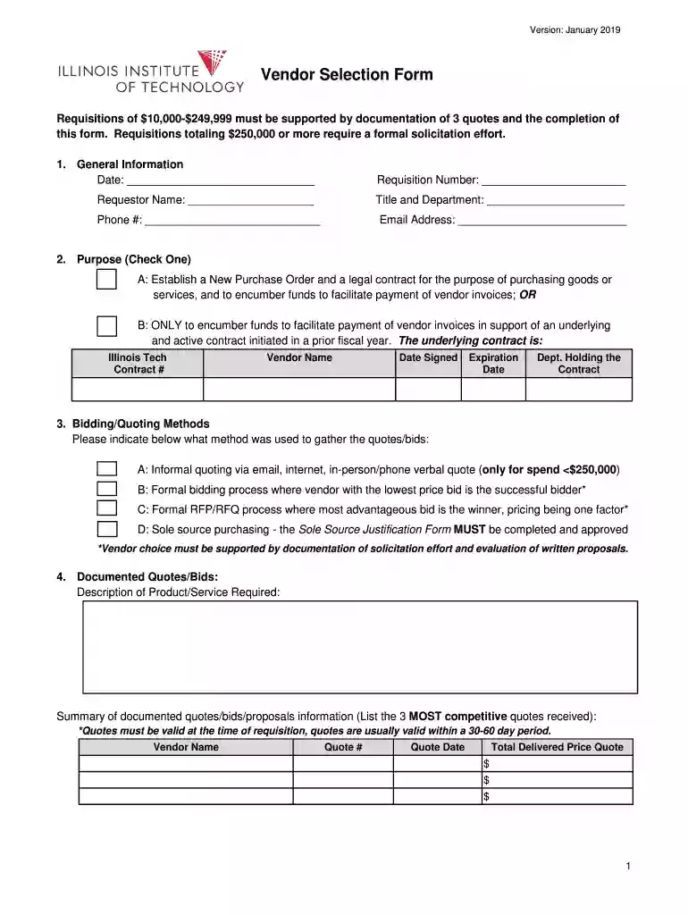 vendor selection form pdf Preview on Page 1