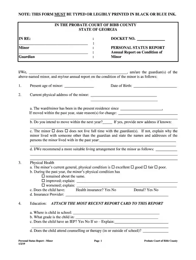 personal status form Preview on Page 1