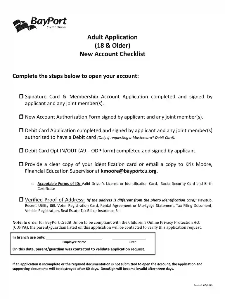 bayport new account Preview on Page 1