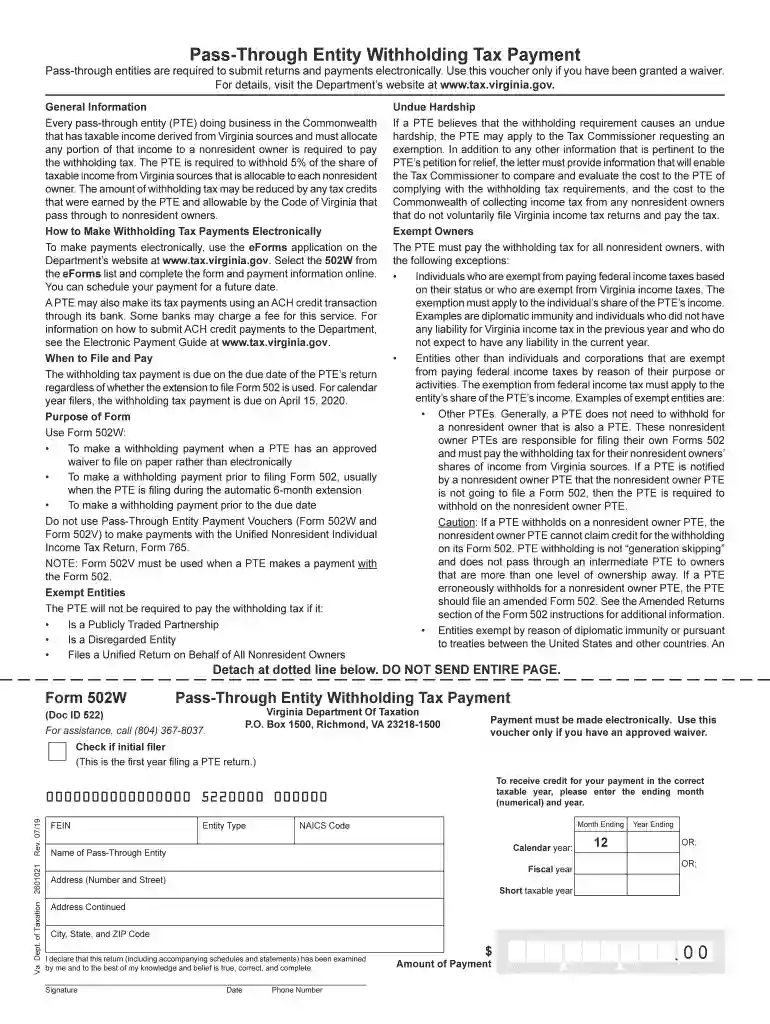 form 502w Preview on Page 1