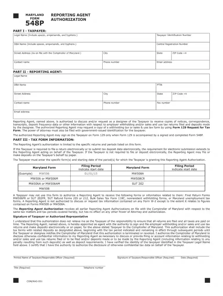 maryland form 548 Preview on Page 1