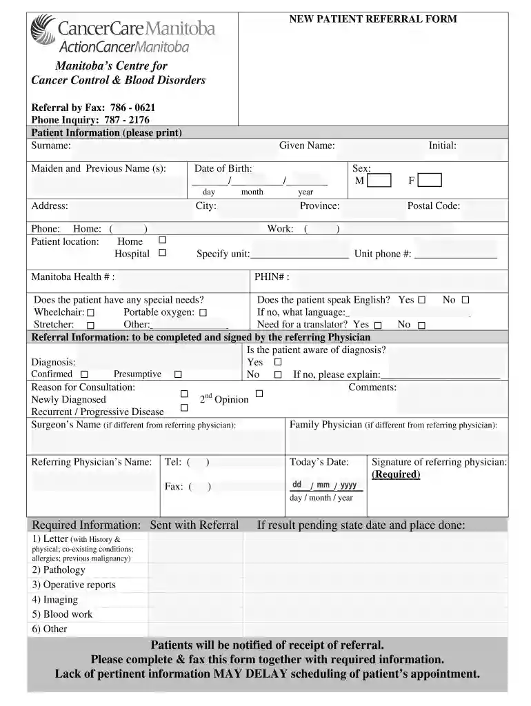 cancer care manitoba referral Preview on Page 1