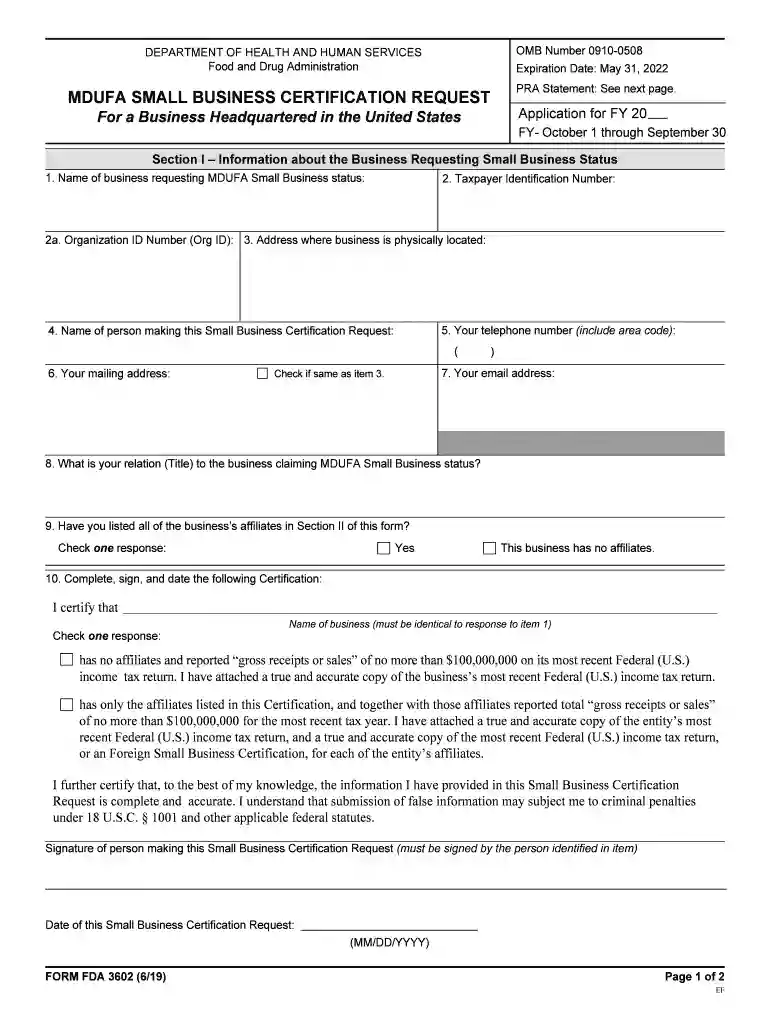 fda form 3602 Preview on Page 1