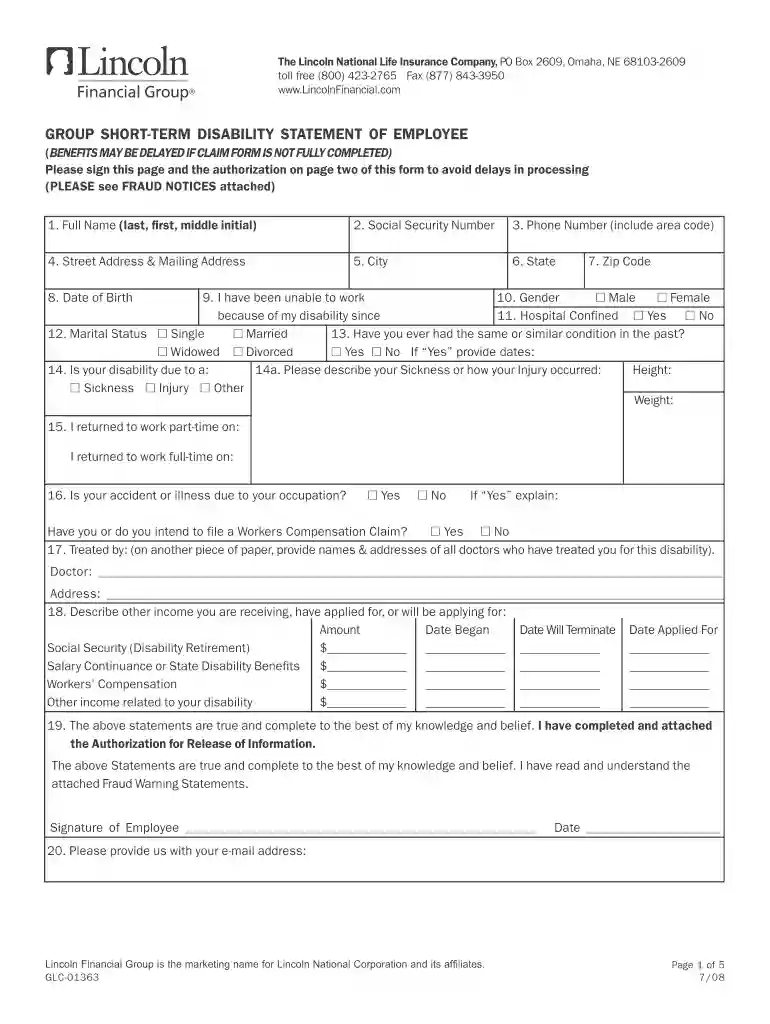 lincoln glc 01363 form Preview on Page 1