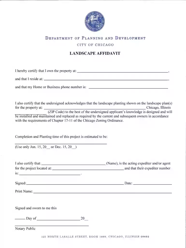 Landscape Affidavit Form Preview on Page 1