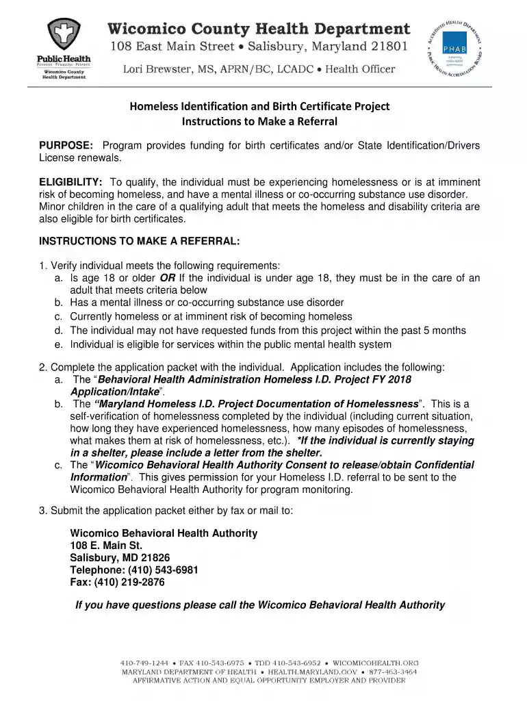md homeless id project Preview on Page 1