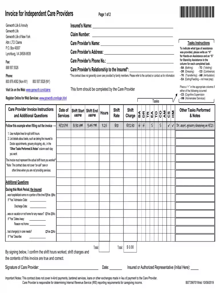 free home health care invoice template Preview on Page 1