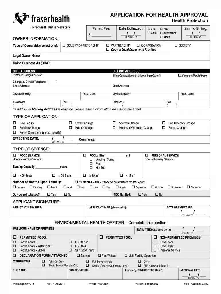 fraser health application for health approval Preview on Page 1