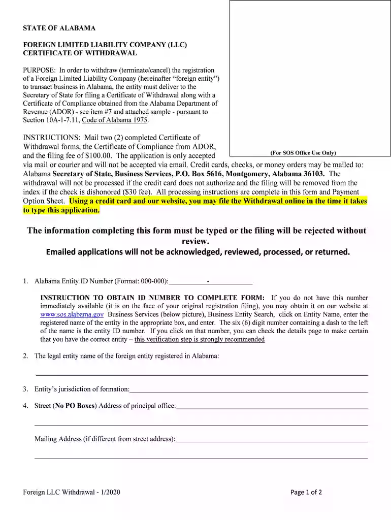 alabama foreign llc Preview on Page 1