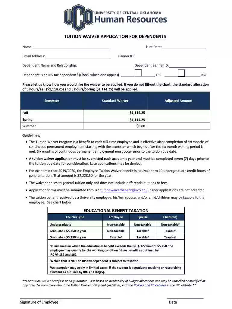 uco tuition waiver Preview on Page 1