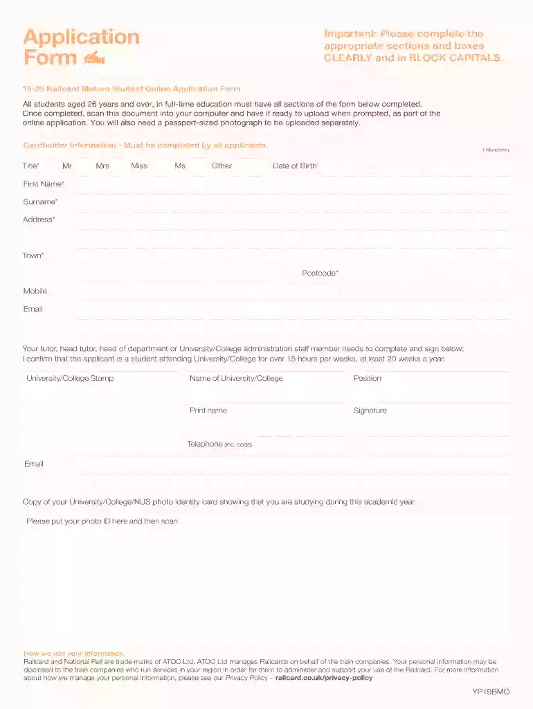 railcard mature student application Preview on Page 1