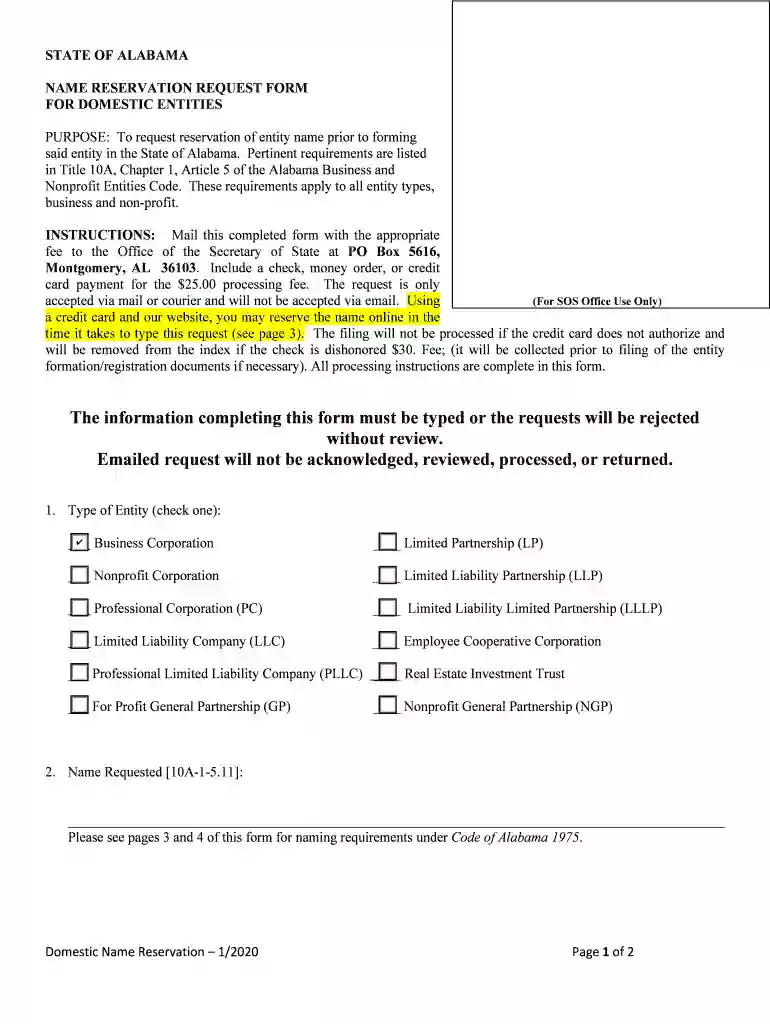 name reservation alabama Preview on Page 1