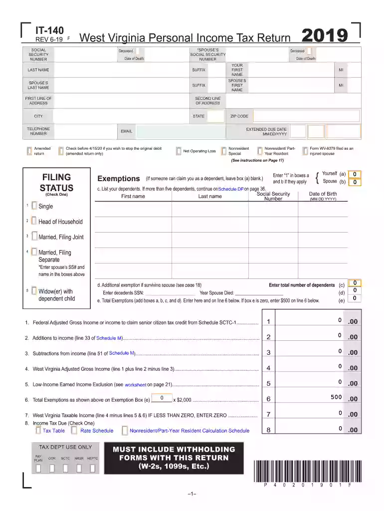 wv state tax forms Preview on Page 1