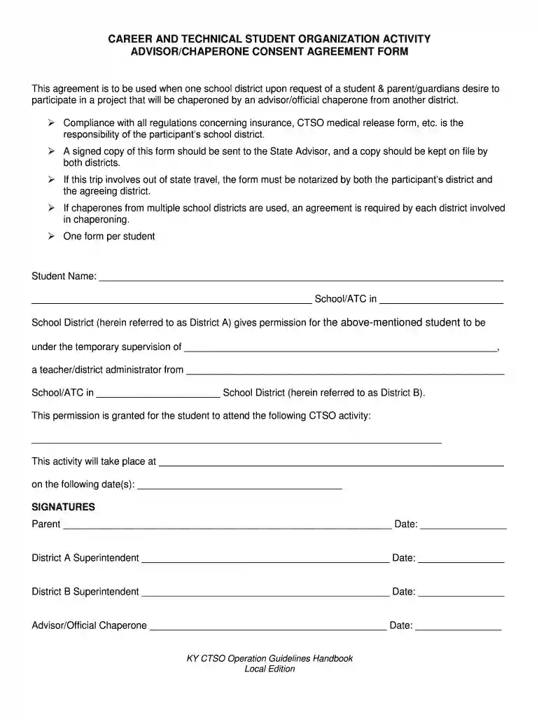 CTSO Chaperone Consent Preview on Page 1