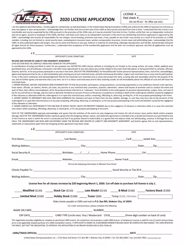 usra license Preview on Page 1