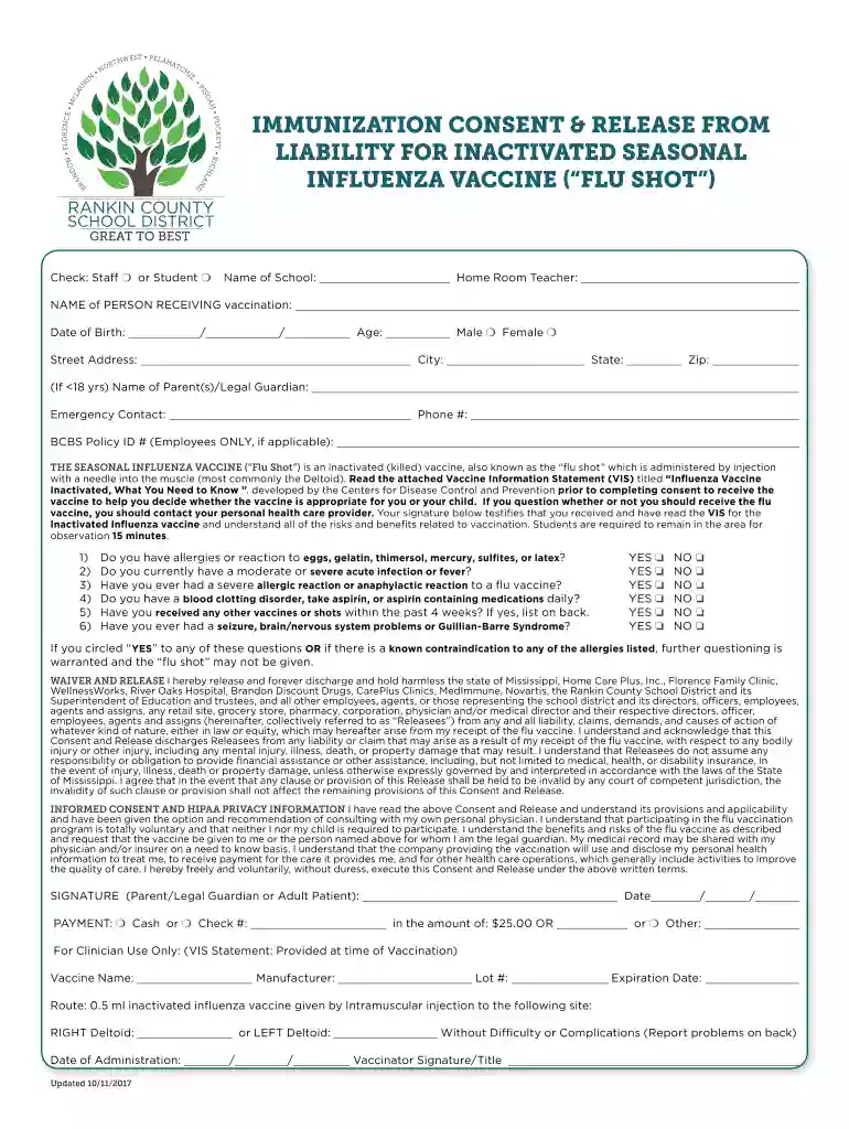 consent vaccine flu shot Preview on Page 1