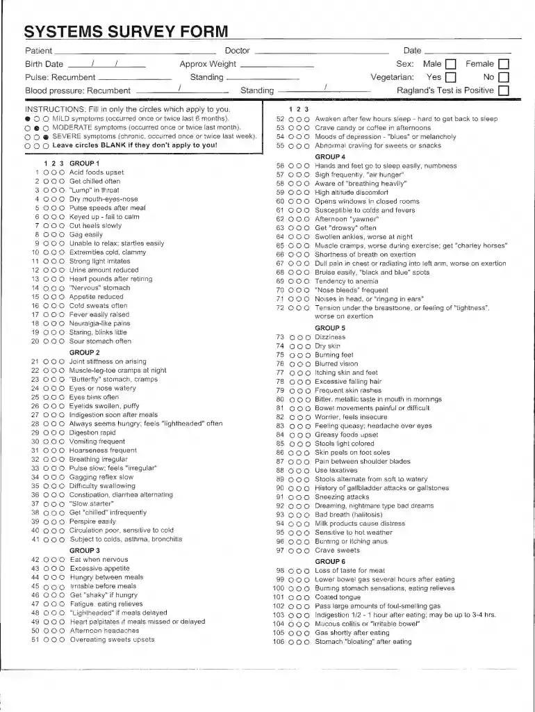 Systems Survey Form Preview on Page 1