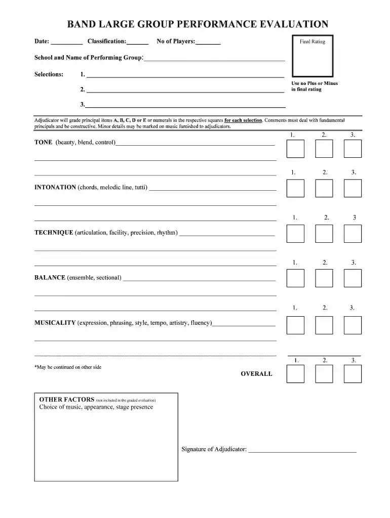 band large group performance evaluation Preview on Page 1
