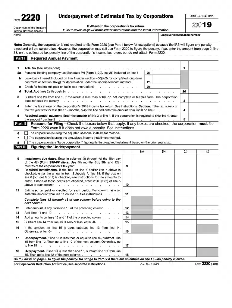 2019 form 2210 Preview on Page 1