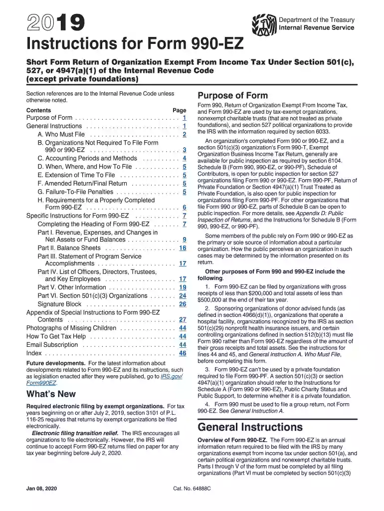 2019 form 990 ez instructions Preview on Page 1