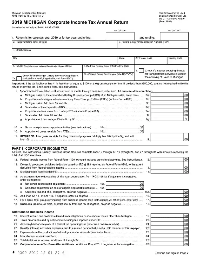 form 4891 Preview on Page 1