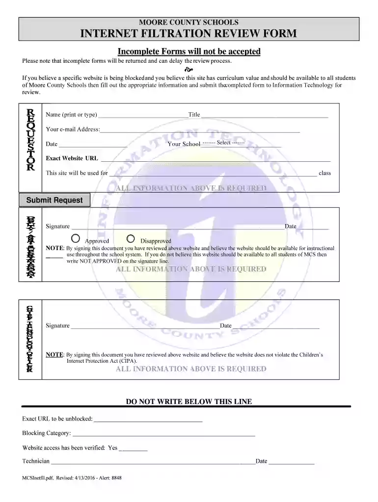mcs internet review form doc Preview on Page 1