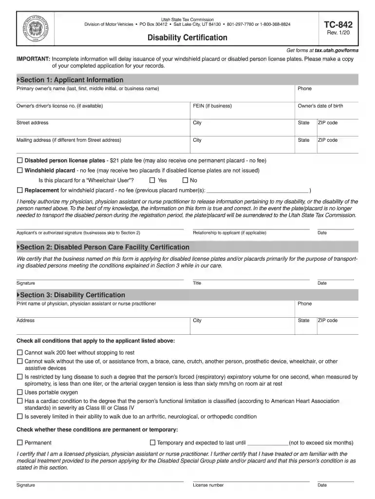 handicap placard utah Preview on Page 1