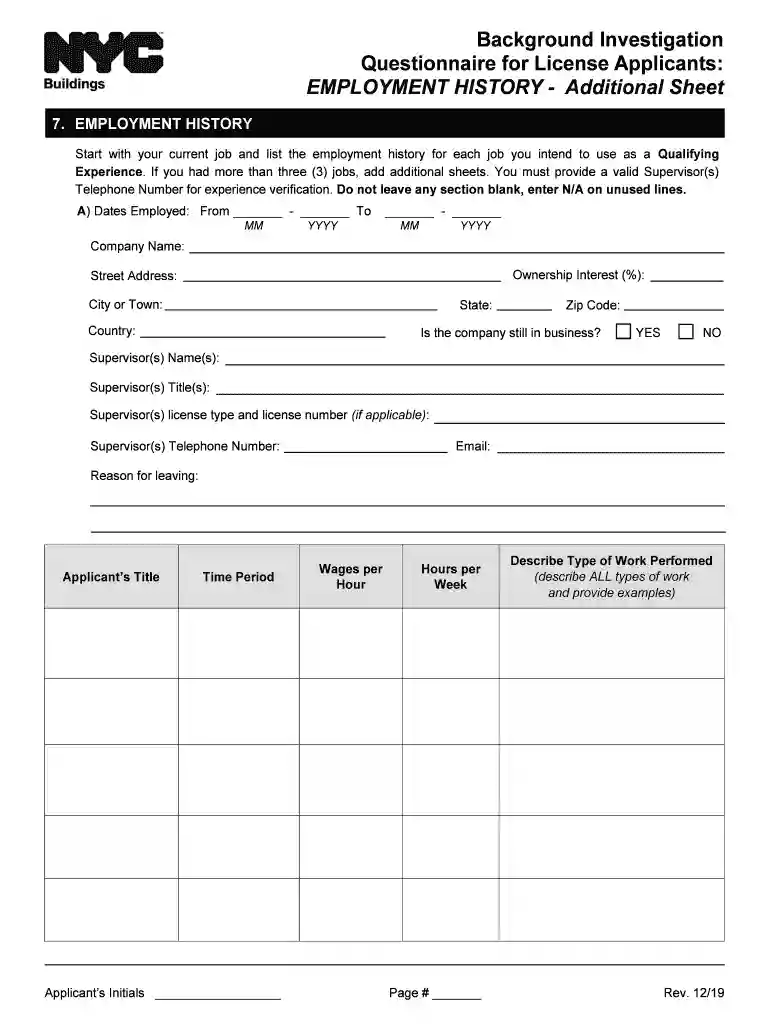 Employment History - NYC Preview on Page 1