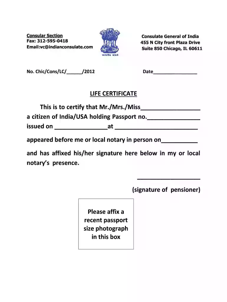life certificate template Preview on Page 1