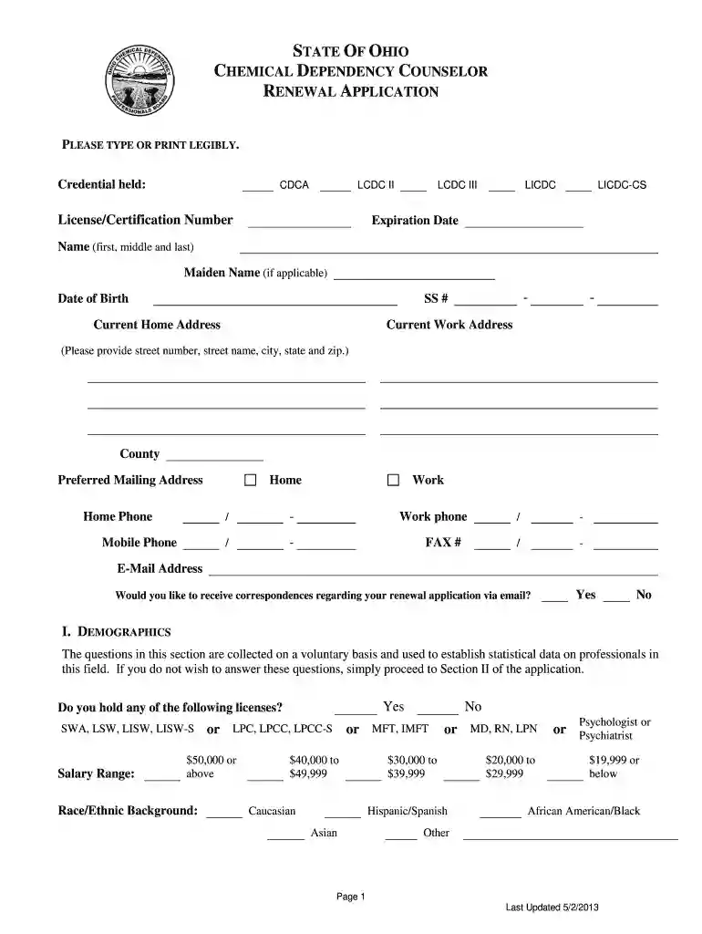 ohio chemical dependency board license renewal Preview on Page 1