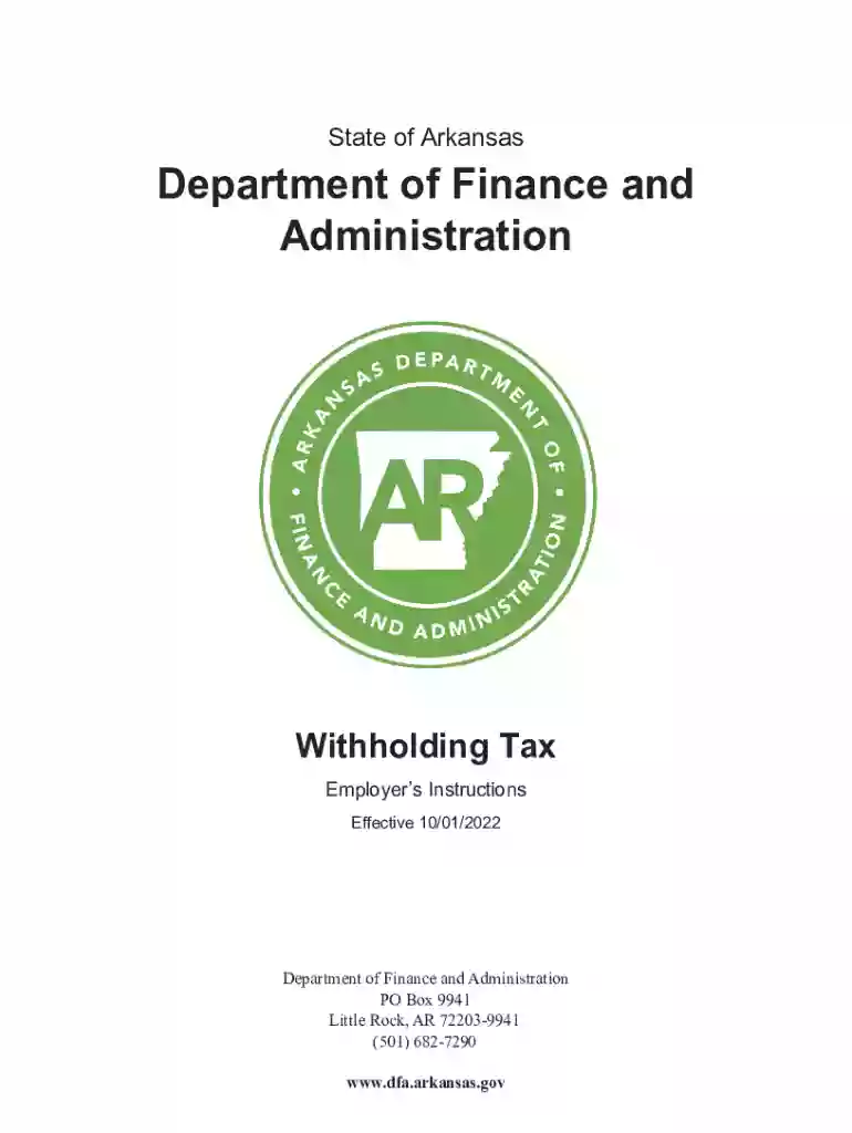 Arkansas Withholding Tax Employer Instructions Preview on Page 1
