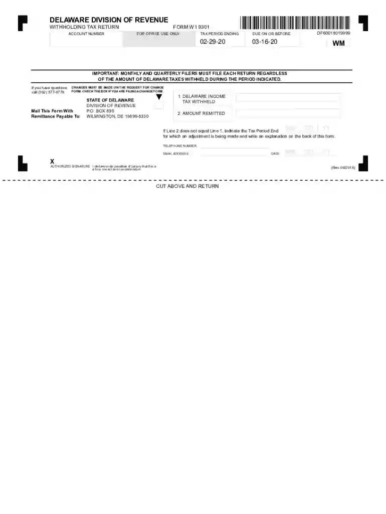delaware withholding form Preview on Page 1