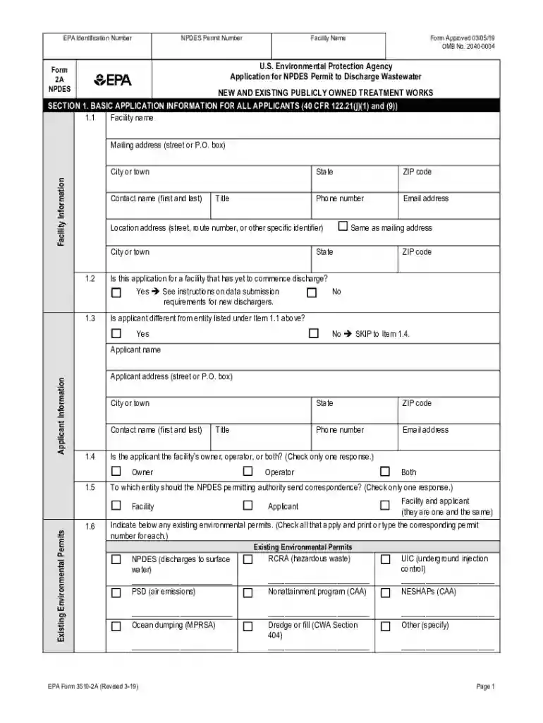 epa form 3510 2a Preview on Page 1