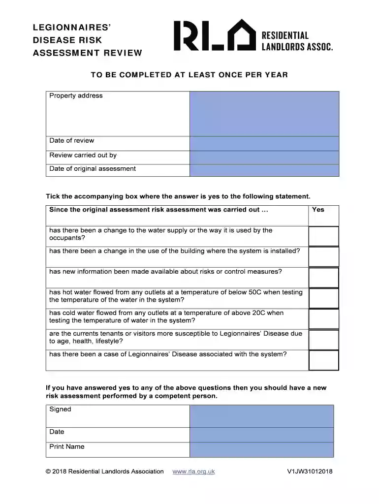 legionella risk assessment template Preview on Page 1