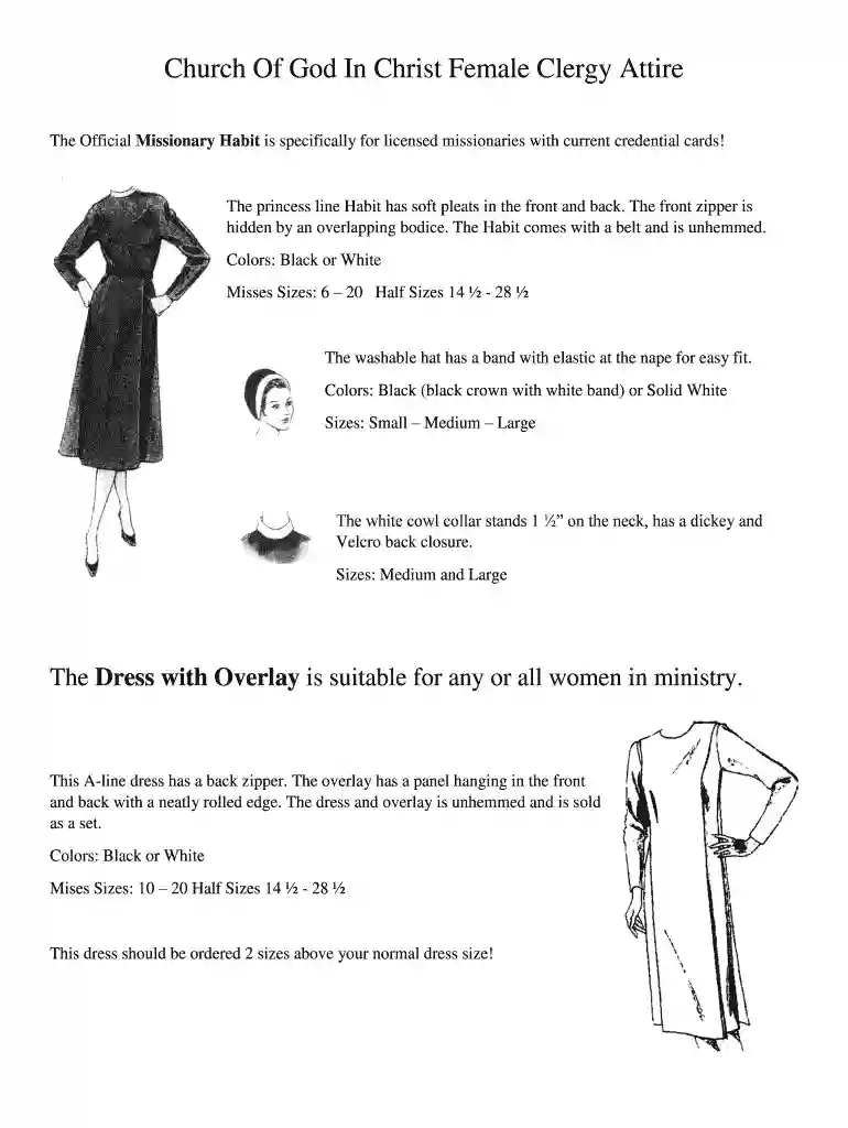 cogic habit dress order form Preview on Page 1