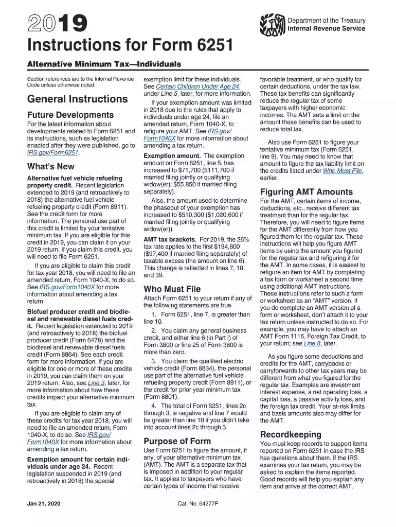 2019 form 6251 Preview on Page 1